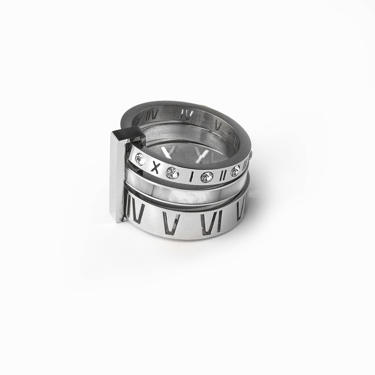 Isabelle – Bague Triple Empilée avec Pierres Étincelantes