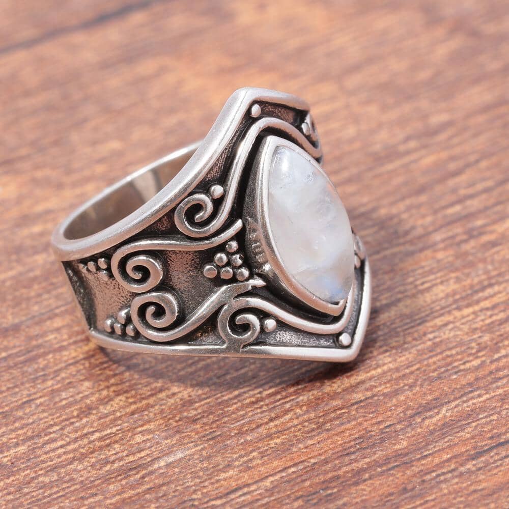 Arianne – Bague Authentique Pierre de Lune & Argent