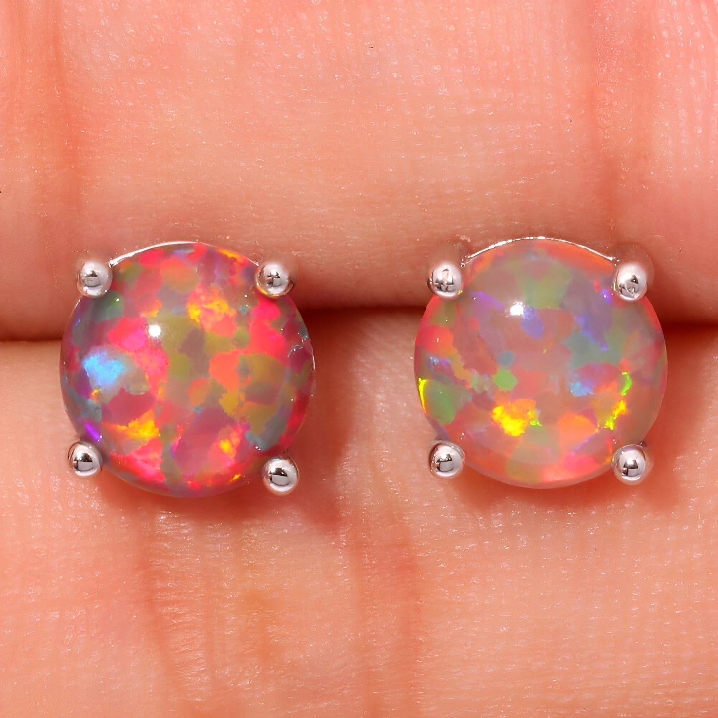 Millie – Boucles Opale de Feu Orange & Argent