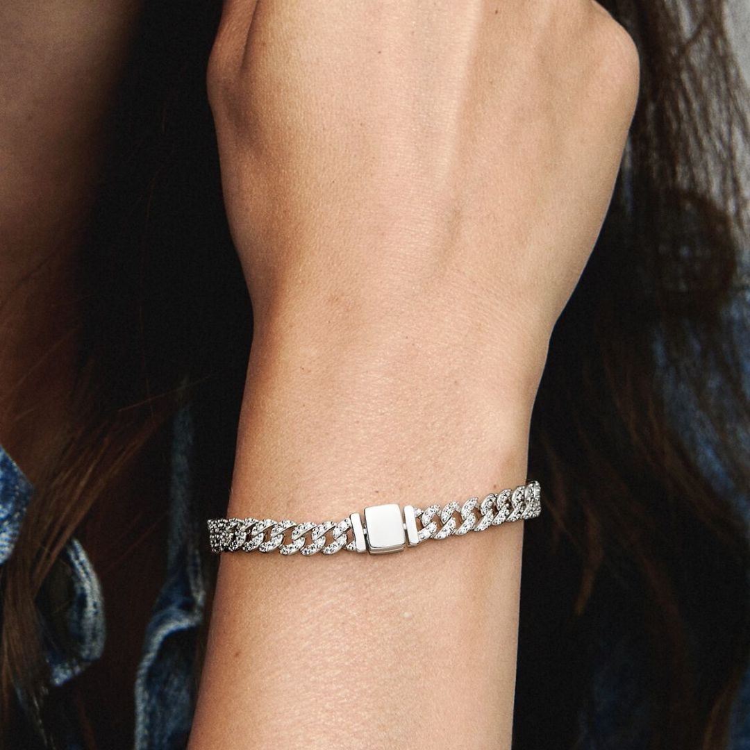 Soraya – Bracelet Chaîne Cubaine en Moissanite Or 18K