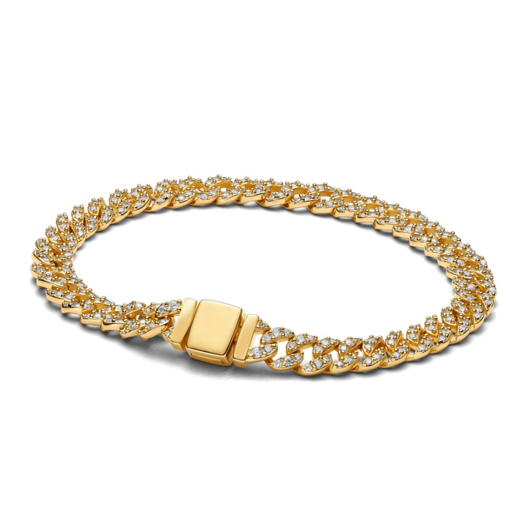 Soraya – Bracelet Chaîne Cubaine en Moissanite Or 18K