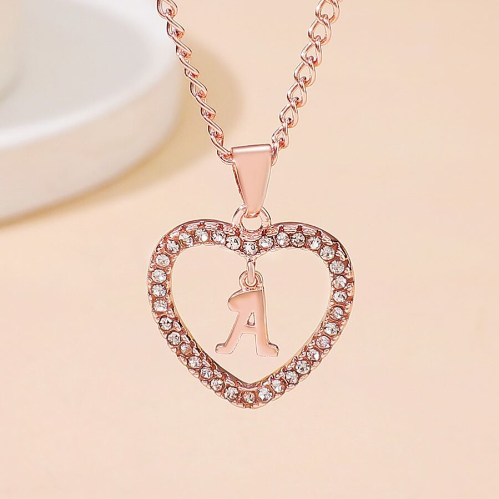 Collier en Cristal avec Initiale en Forme de Cœur