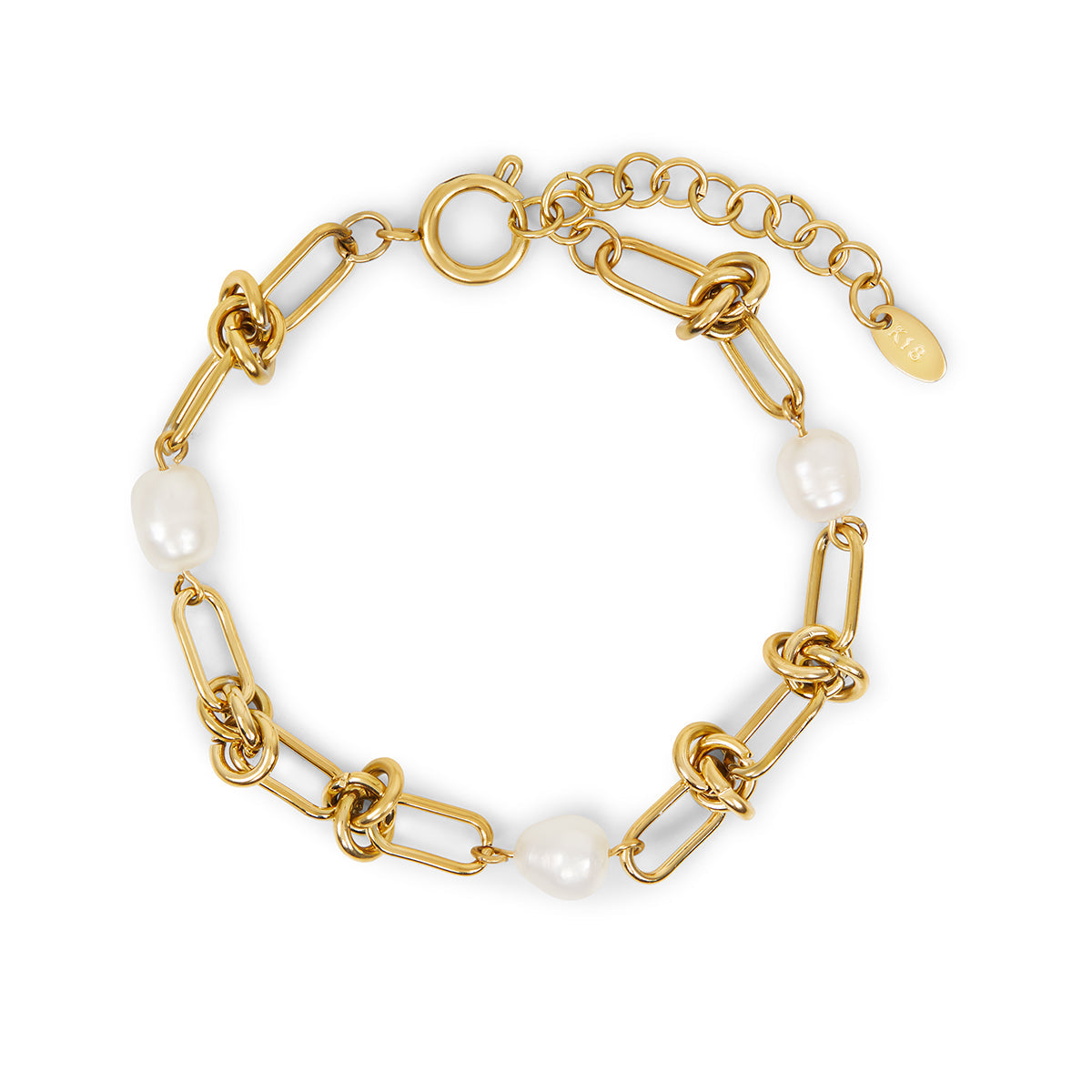 Marelyn – Bracelet Chaîne Nœud et Perle Doré