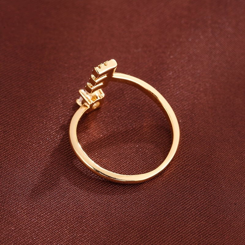 Nova – Bague Moderne Ouverte avec Initiale et Cubic Zirconia