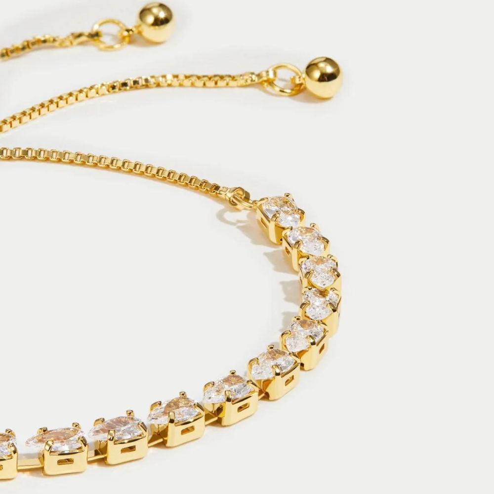 Bracelet en Cristal Doré - Bracelet Ajustable en Cristal