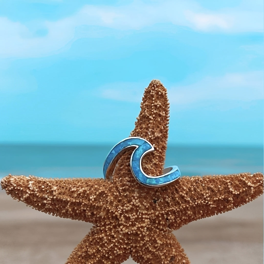 Nerina – Bague Vague Marine en Opale et Argent