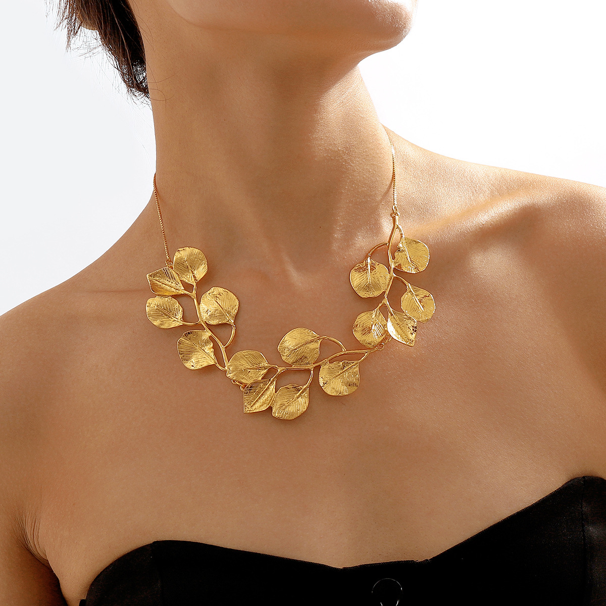 Golden Leaf - Collier vintage en feuille de figuier