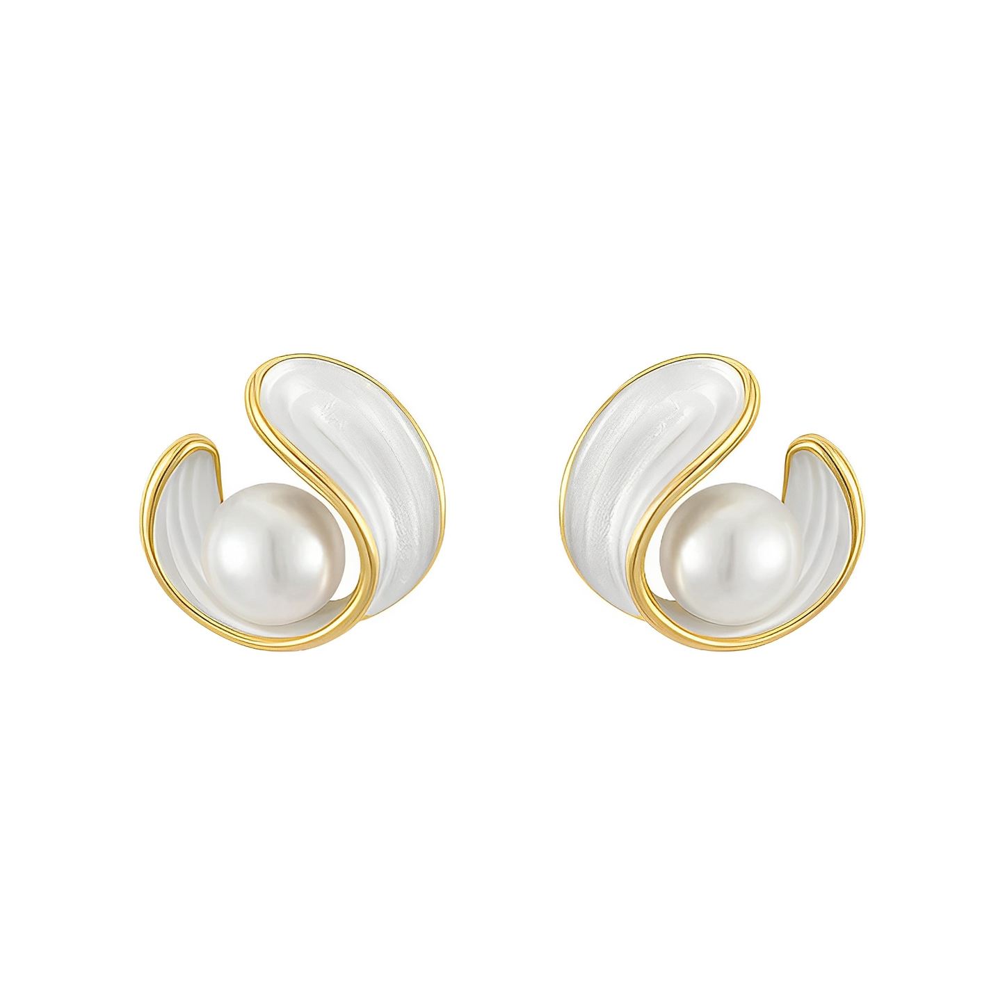Aveline – Boucles d’Oreilles en Or avec Opale Blanche et Perles