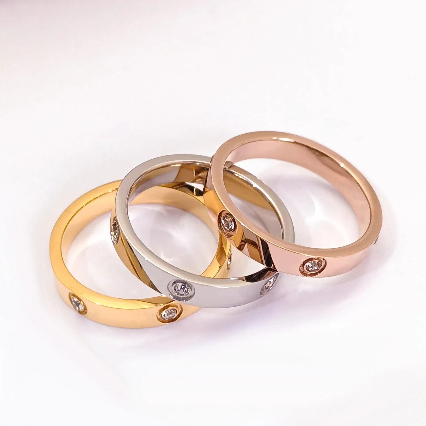 Bague en Cristal 18K Plaqué Or - Bague 18K Plaqué Or avec 3 Cristaux