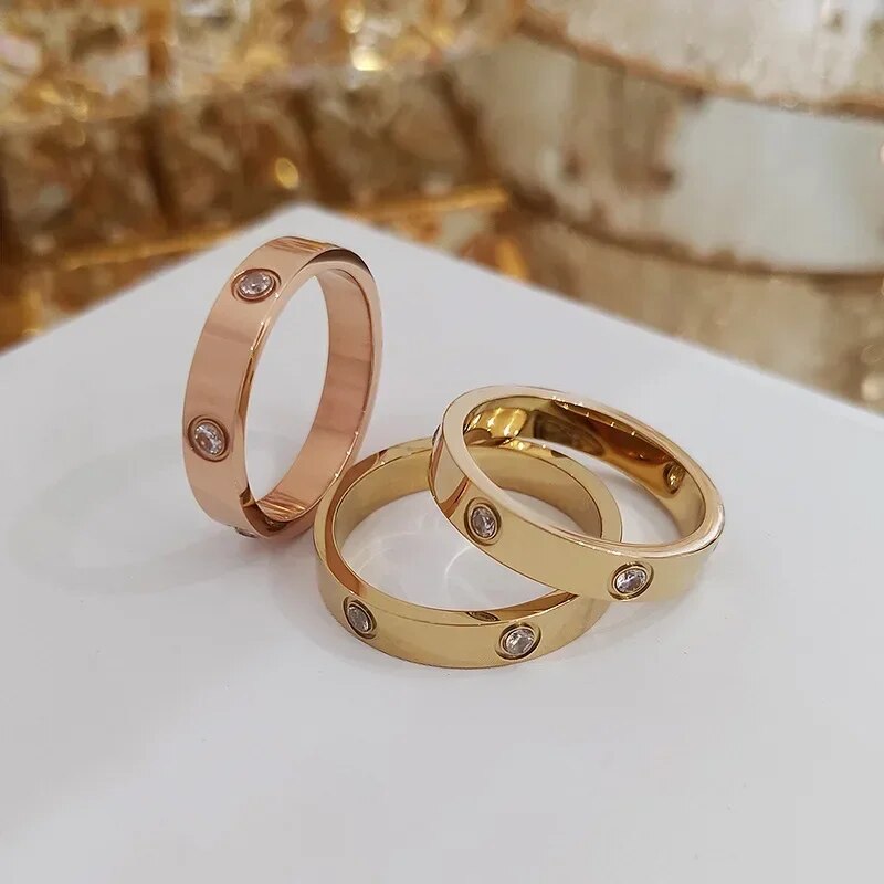 Bague en Cristal 18K Plaqué Or - Bague 18K Plaqué Or avec 3 Cristaux