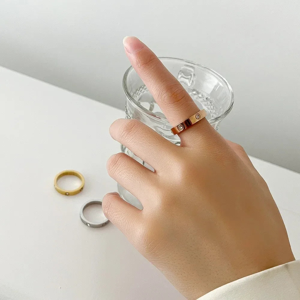 Bague en Cristal 18K Plaqué Or - Bague 18K Plaqué Or avec 3 Cristaux