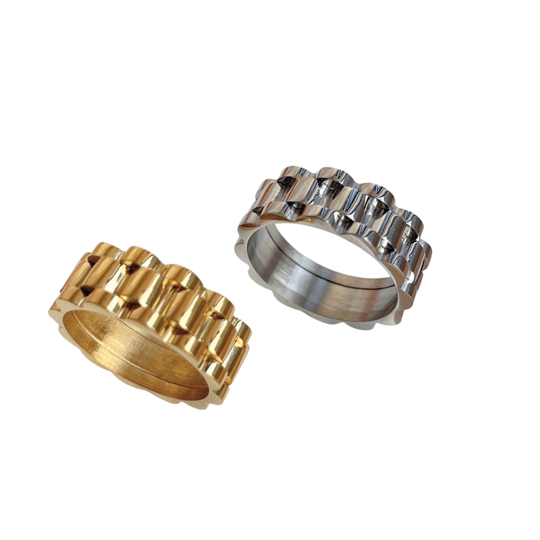 Katrin – Anneau pliable en acier titane avec chaîne montre