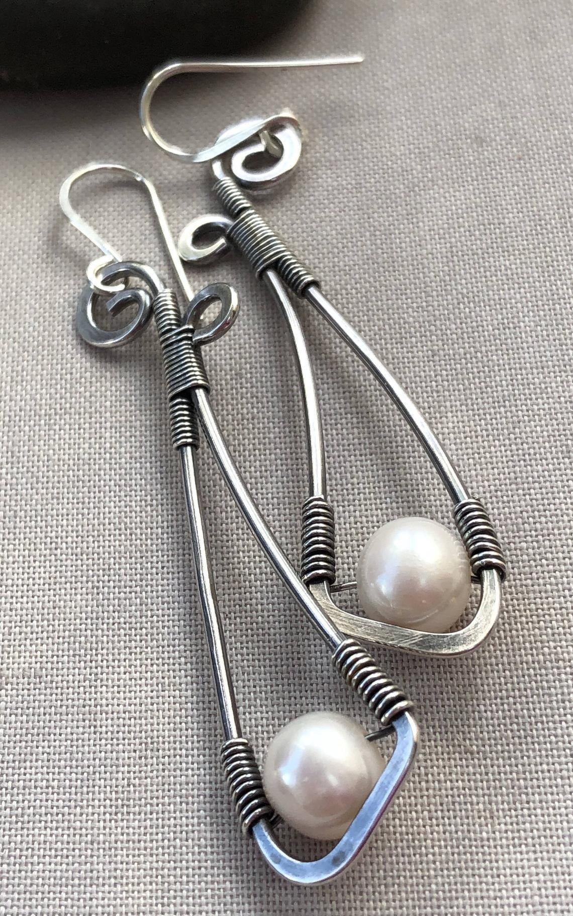 Isolde – Boucles d’Oreilles Vintage en Argent Sterling et Perles