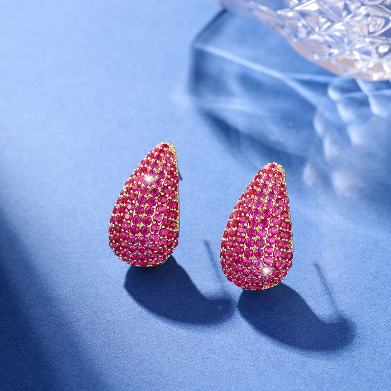 Boucles d'oreilles en diamant en forme de goutte - Boucle d'oreille en diamant incrusté