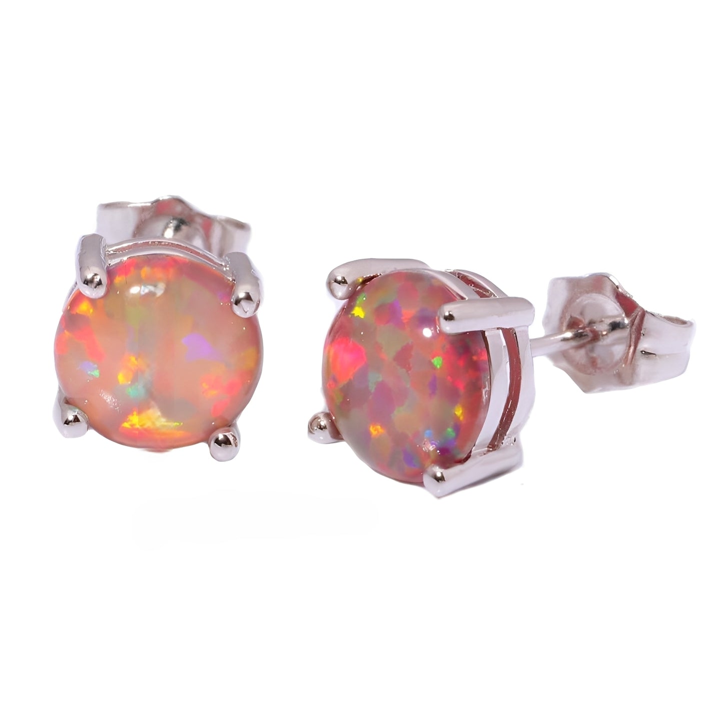 Millie – Boucles Opale de Feu Orange & Argent