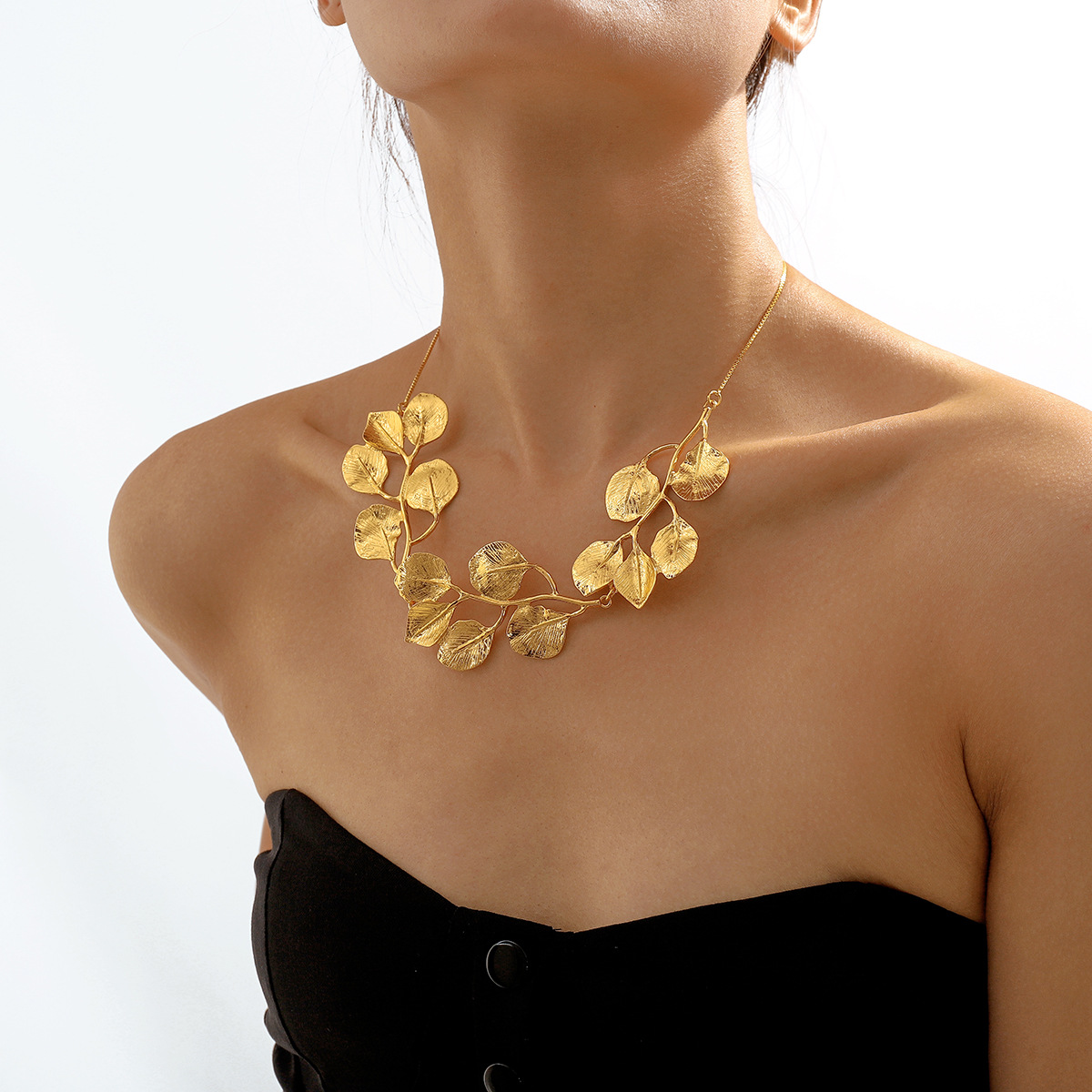 Golden Leaf - Collier vintage en feuille de figuier