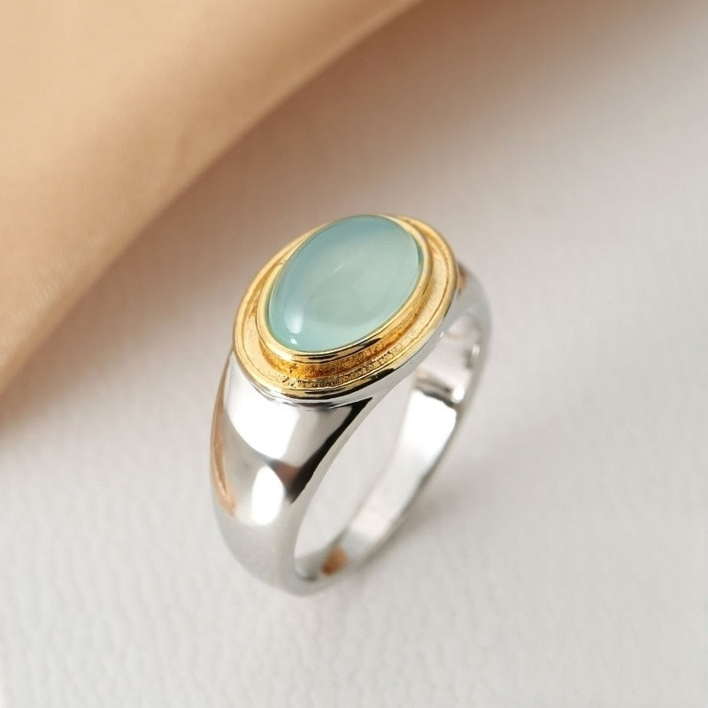 Mira – Bague Vintage en Pierre de Lune Verte