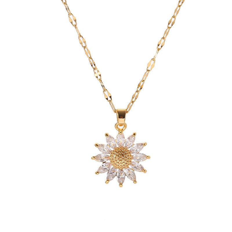 Jennie – Collier Tournesol en Cristal et Finition Dorée