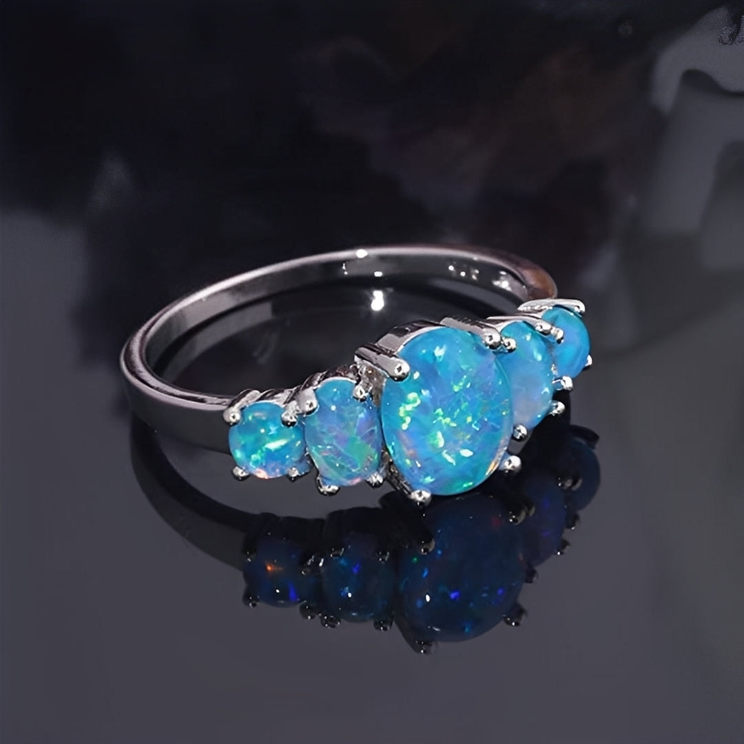 Merly – Bague Opale de Feu Bleue en Argent