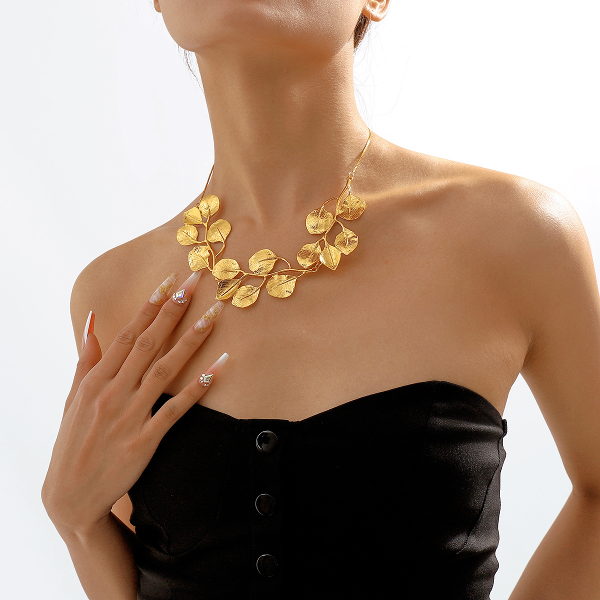 Golden Leaf - Collier vintage en feuille de figuier
