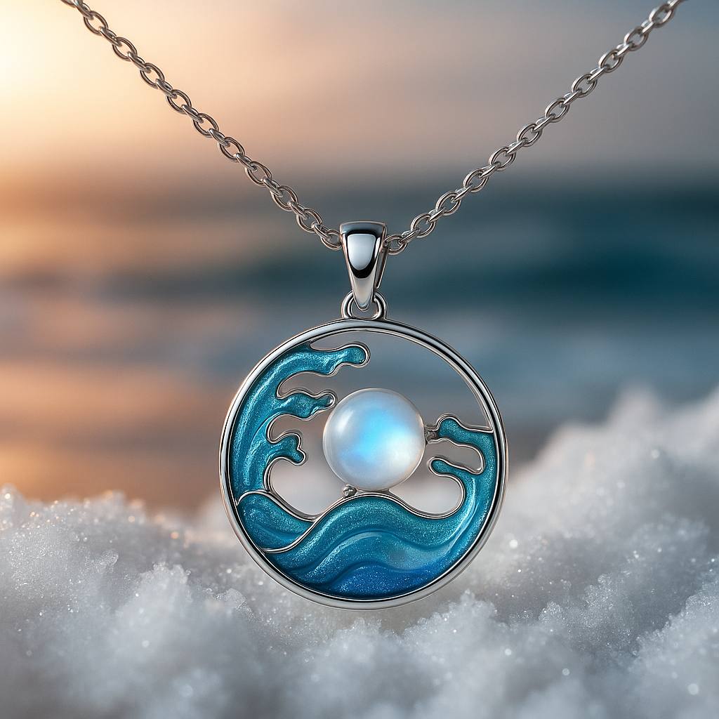 Yue – Collier en Argent, Inspiration Mer et Lune