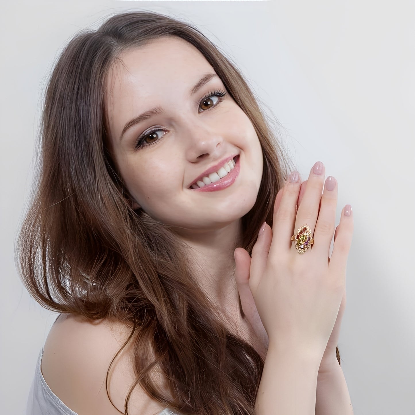 Naelle – Bague Trio Améthyste Péridot Rubis