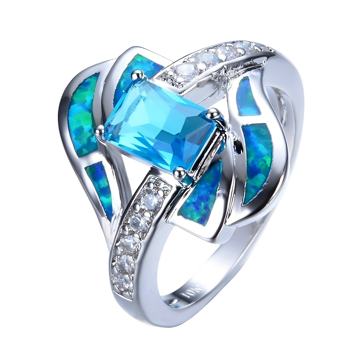 Coralie – Bague Précieuse Saphir Bleu & Opale