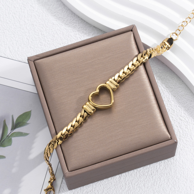Bracelet Cœur Ouvert Doré