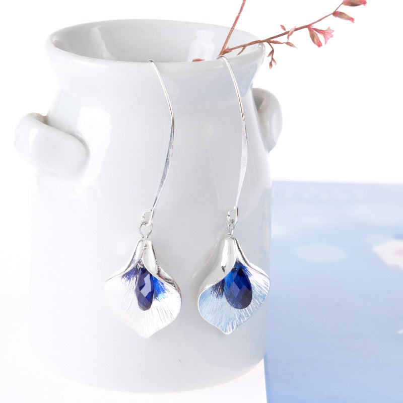 Kreselle – Boucles d'oreilles Lotus bleues en argent