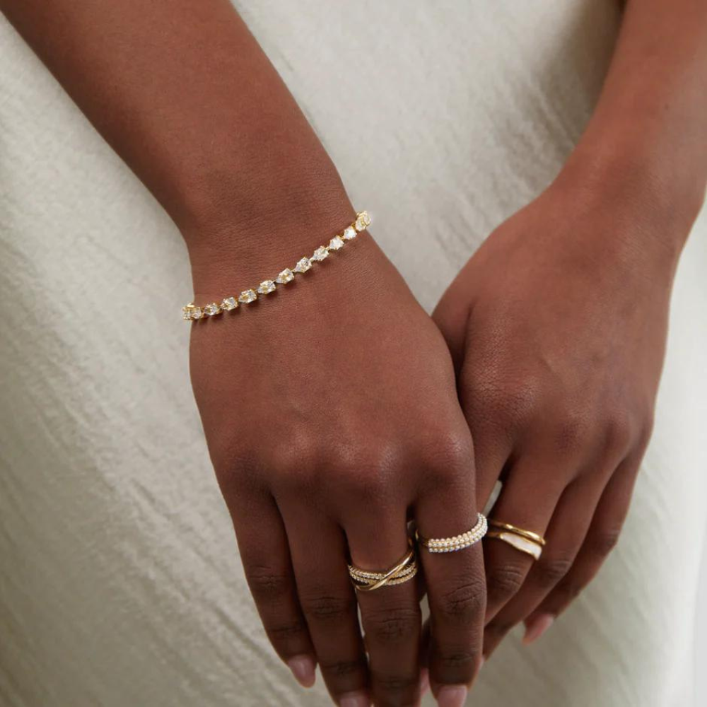 Bracelet en Cristal Doré - Bracelet Ajustable en Cristal