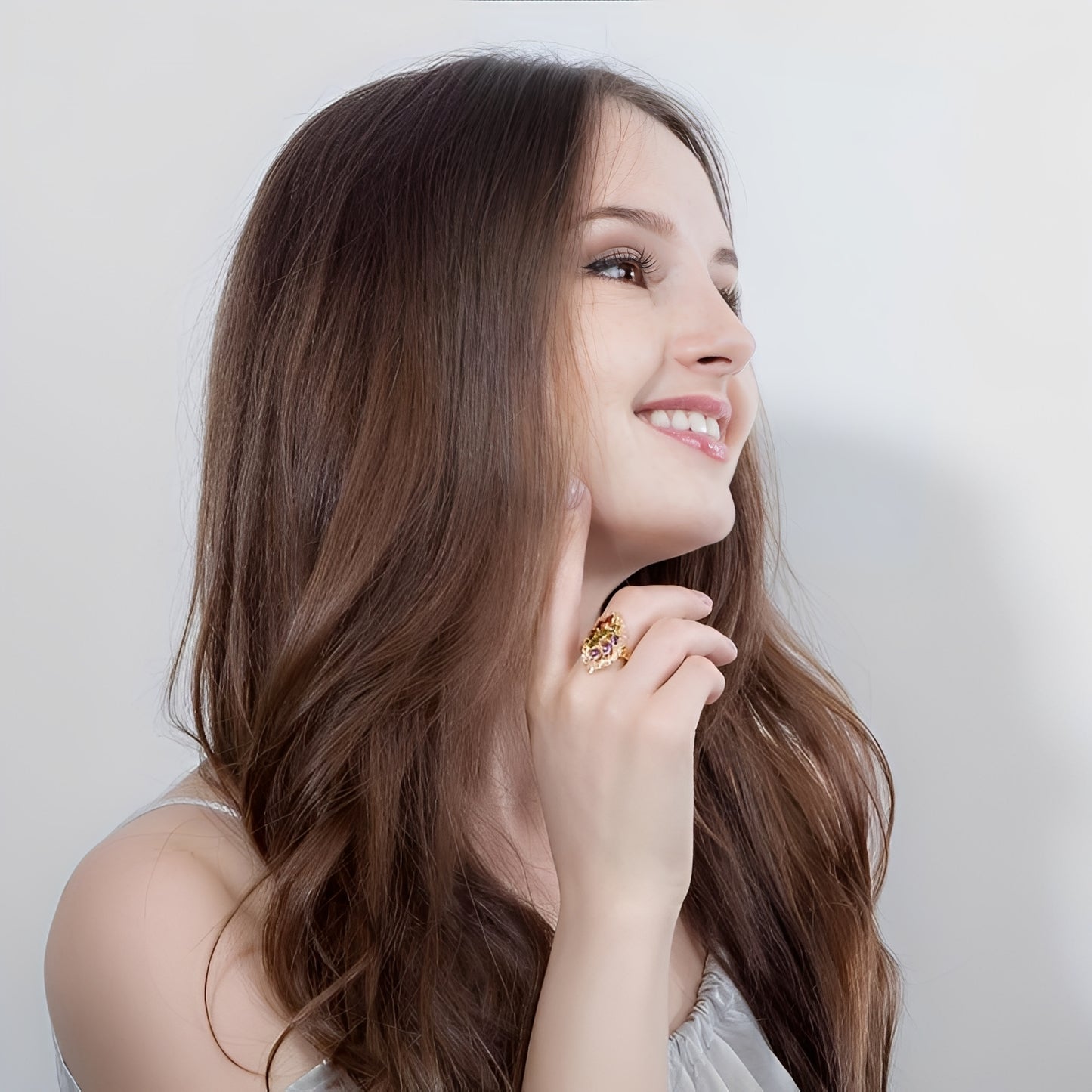 Naelle – Bague Trio Améthyste Péridot Rubis