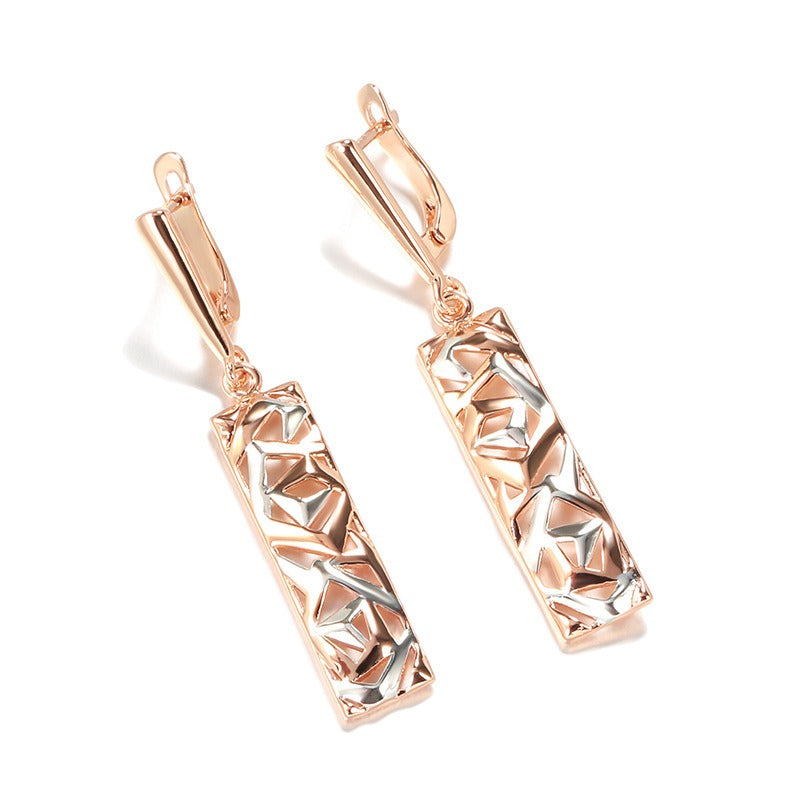 Clarisse – Boucles d'oreilles rectangulaires élégantes en or et argent
