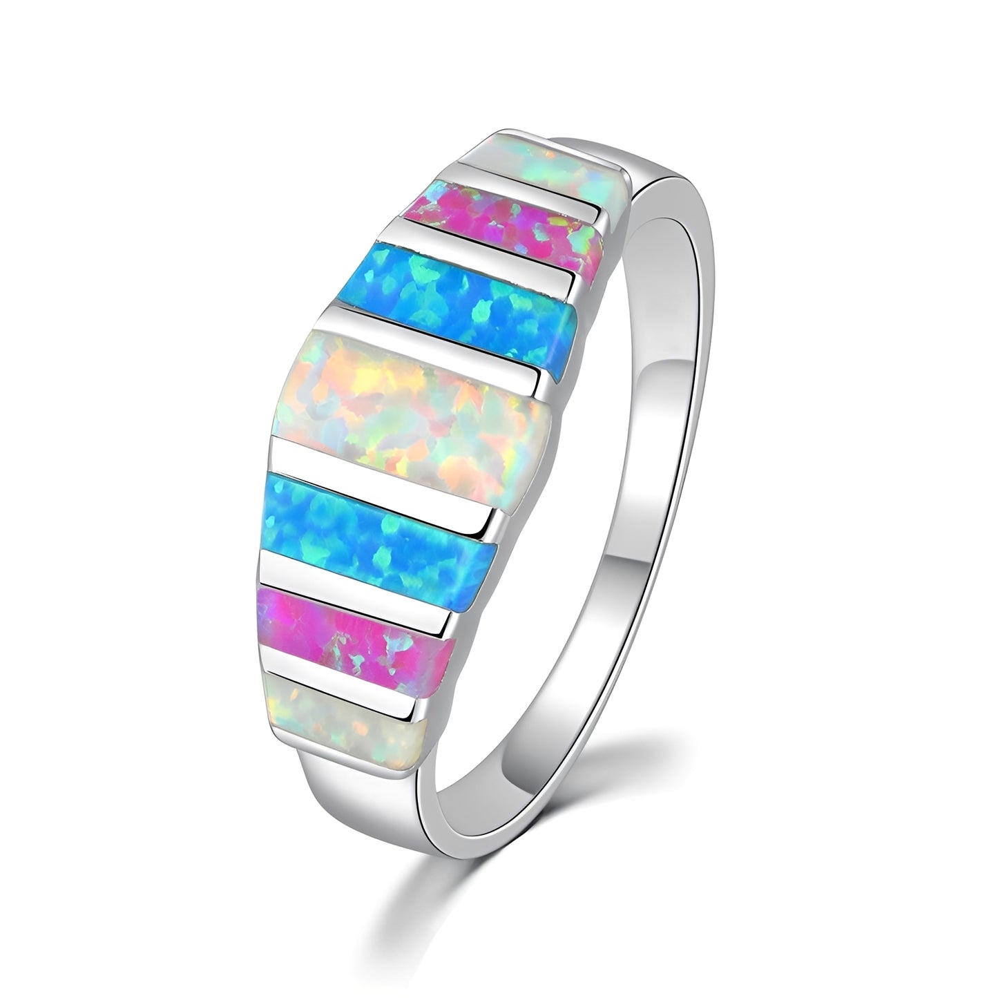 Leana – Bague Raffinée en Opale de Feu & Argent