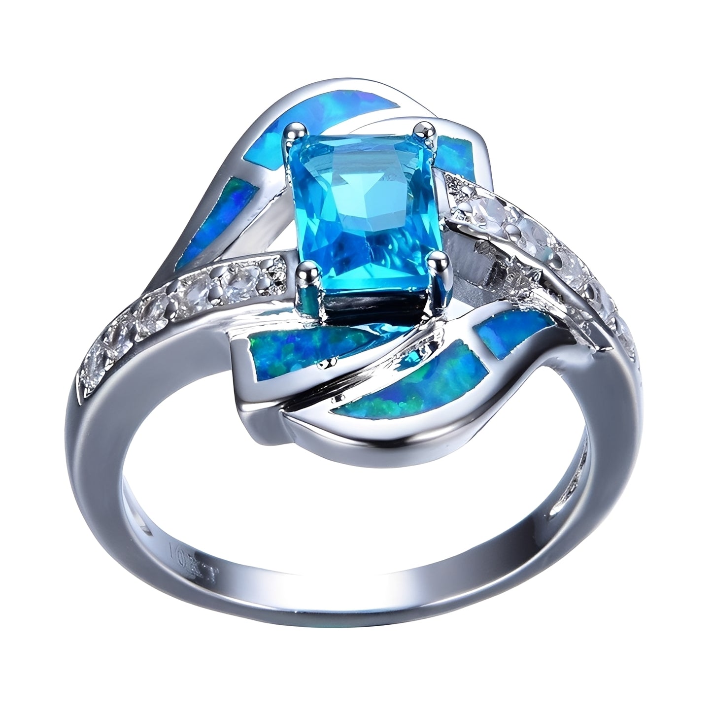 Coralie – Bague Précieuse Saphir Bleu & Opale