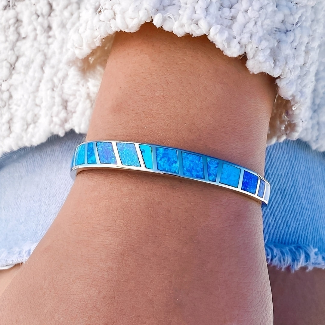 Mariel – Bracelet d'Opale Bleu en Argent