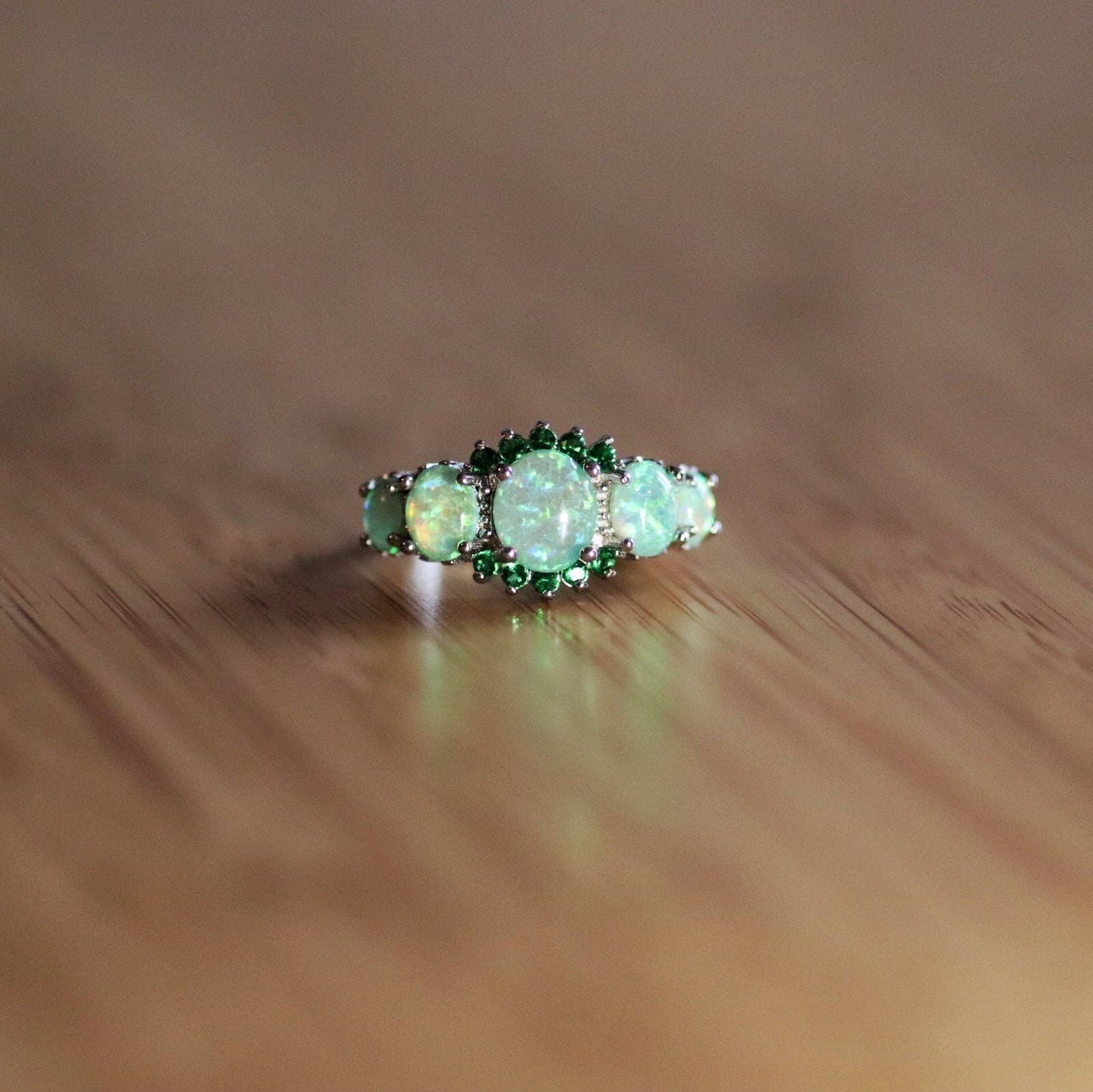 Toni – Bague Opale Verte & Émeraude