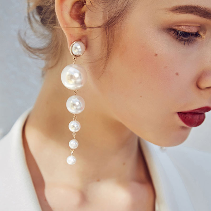 Boucles d'oreilles en perles en cascade - Boucles d'oreilles longues en perles