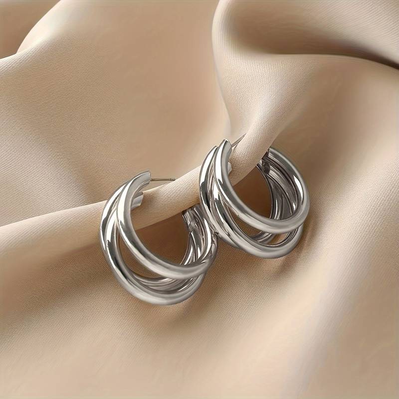 Boucles d'oreilles Triple Anneaux - 3 Anneaux en Or