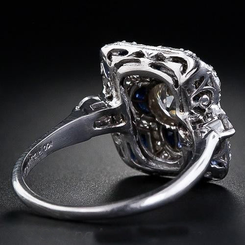 La Étreinte Bleue - Bague Vintage en Argent avec Zircone Étincelante