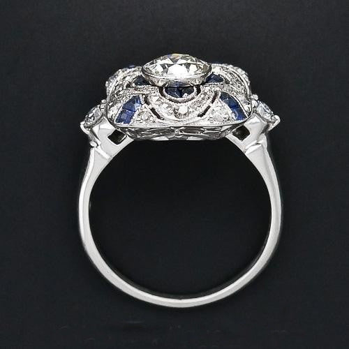 La Étreinte Bleue - Bague Vintage en Argent avec Zircone Étincelante