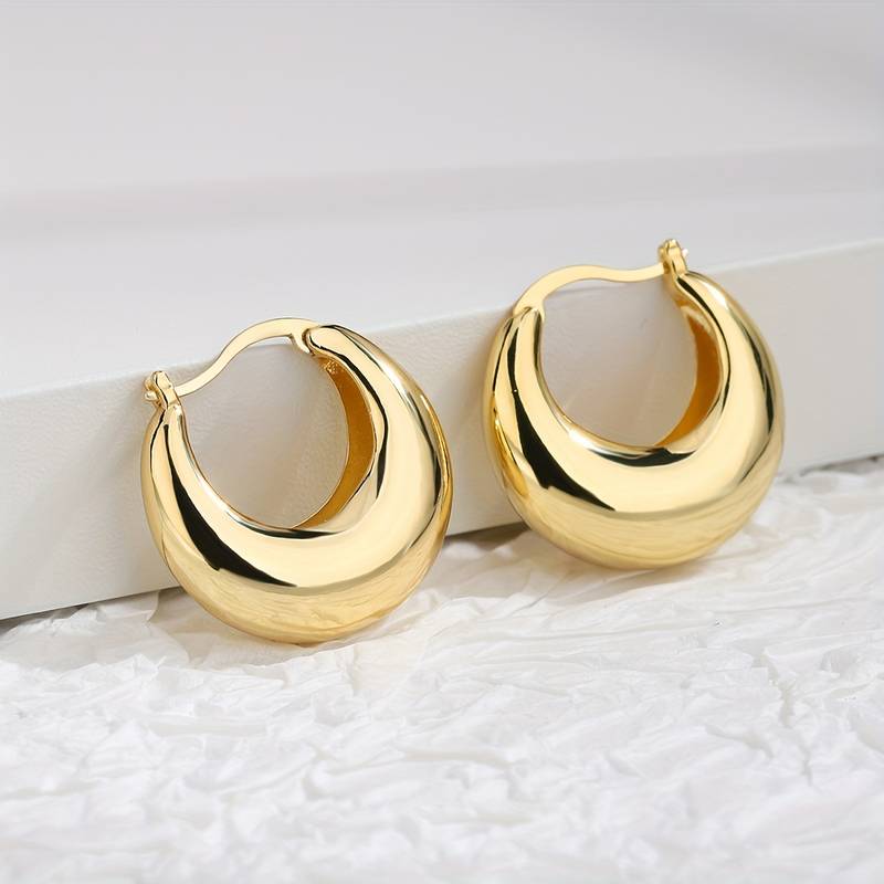 Boucles d'oreilles Chunky plaquées or 18K - Boucles d'oreilles ouvertes Chunky