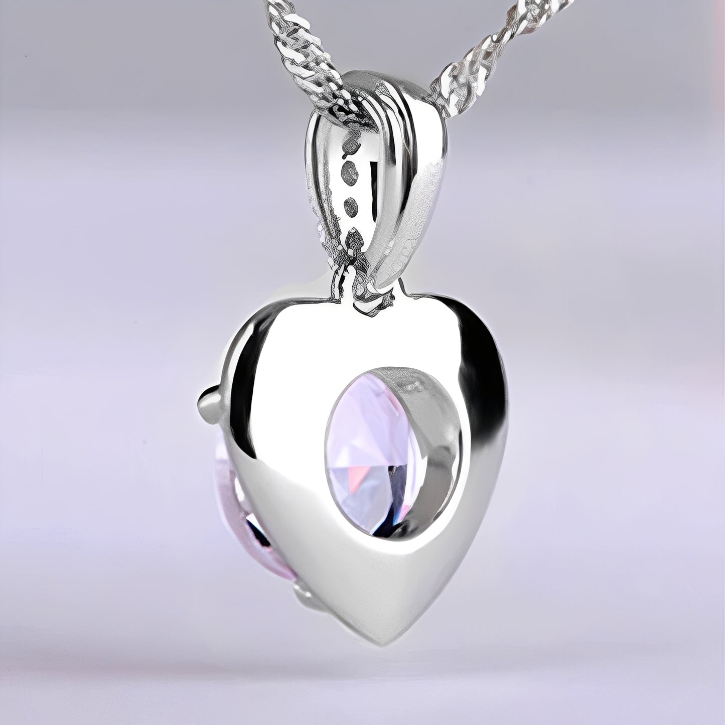 Eliane – Pendentif Cœur en Argent & Améthyste