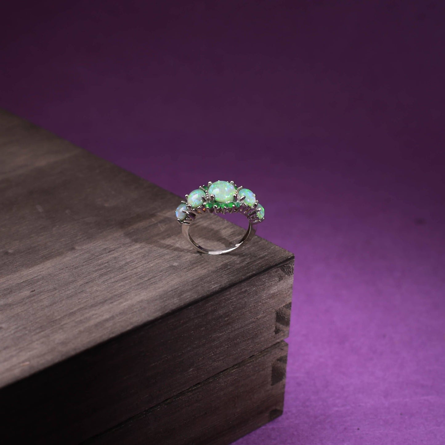 Toni – Bague Opale Verte & Émeraude