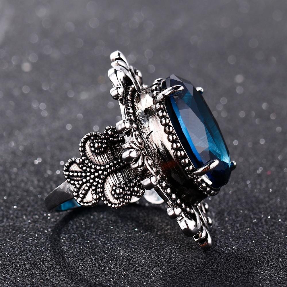 Ysoria – Bague Paon en Saphir Bleu Vintage