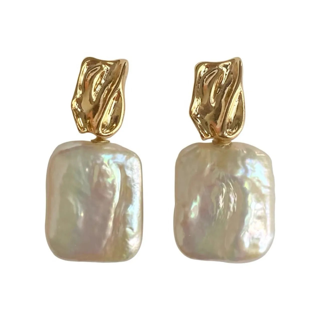 Aiah – Boucles d’Oreilles Dorées avec Perles Baroques Élégantes