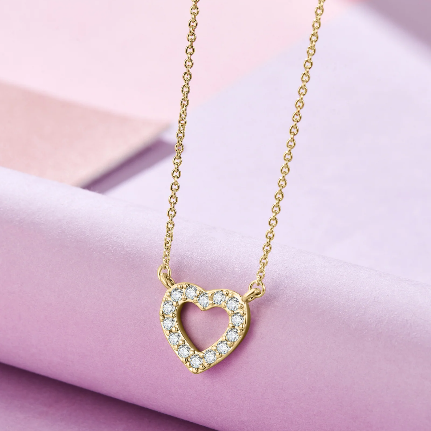 Collier en forme de cœur en or et diamant - Petite chaîne d'amour