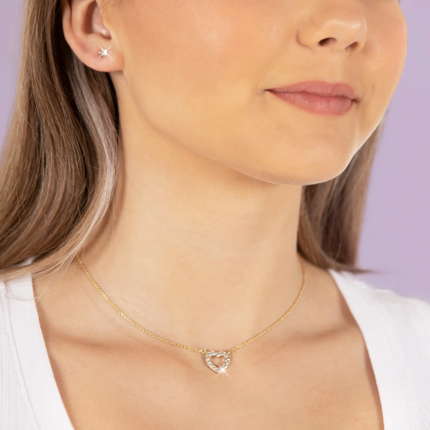 Collier en forme de cœur en or et diamant - Petite chaîne d'amour