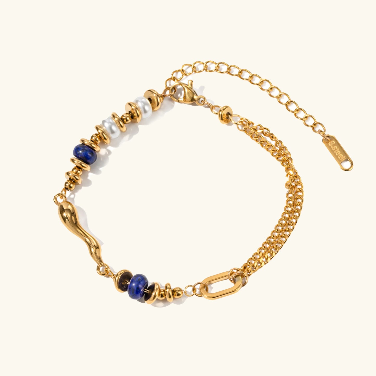 Quintessa – Bracelet Chaîne Superposée avec Perle