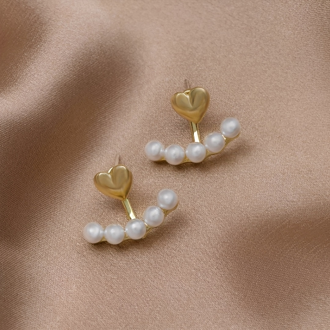 Avery – Boucles d’Oreilles Cœur d’Or avec Perles