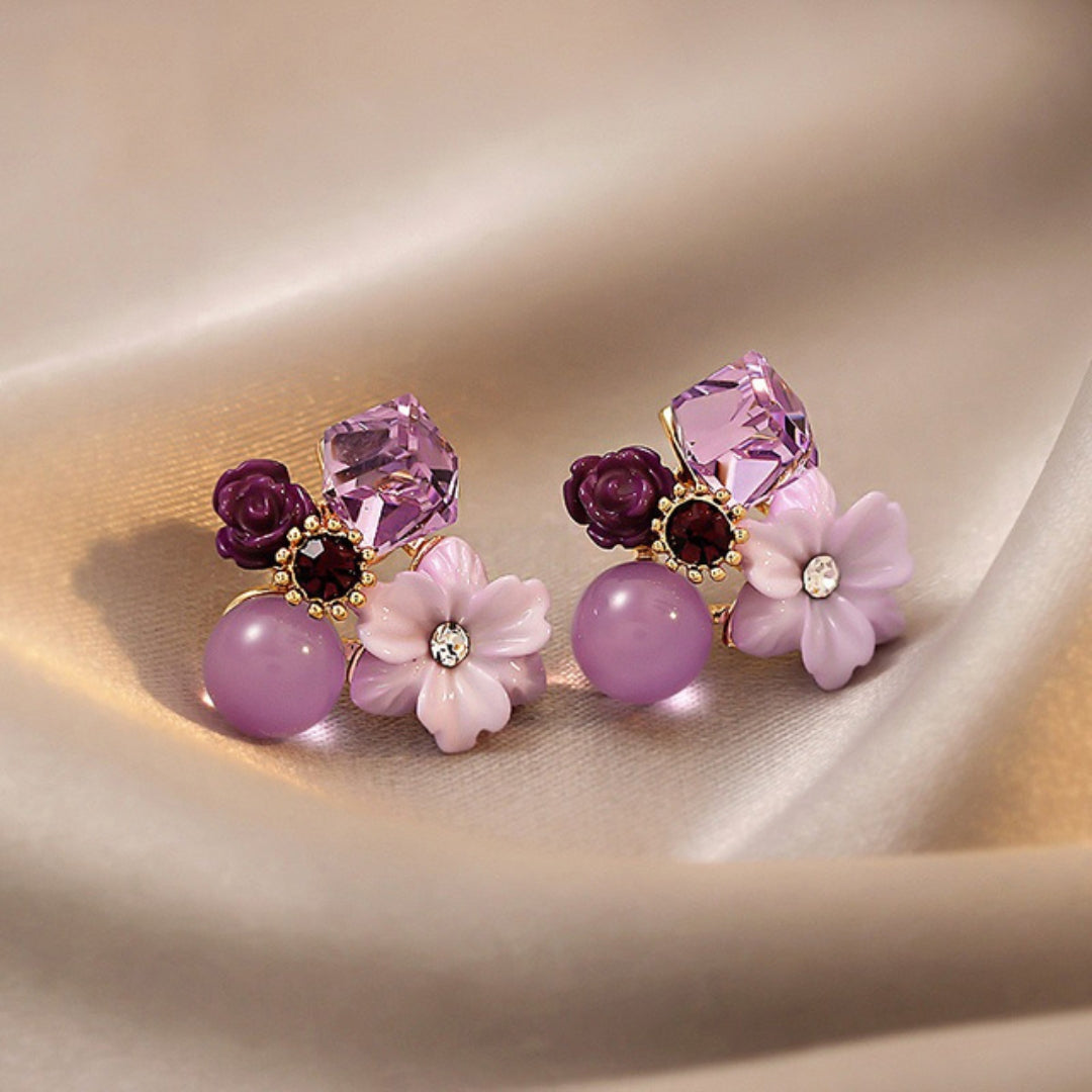 Zandra – Boucles d’Oreilles Fleuries de Luxe en Or